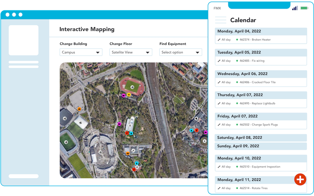 Interactive Mapping showing a holistic view of school grounds via satellite imagery.